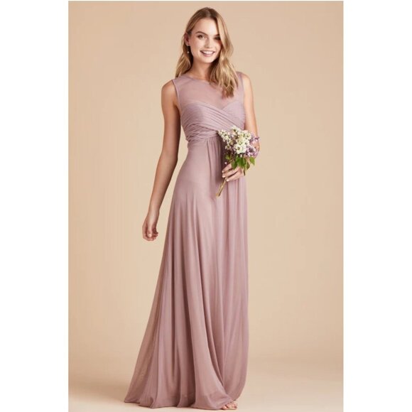 Birdy Grey Ryan Dress Mesh Mauve Sz Large Womens Bridesmaid Formal Prom - Picture 1 of 13
